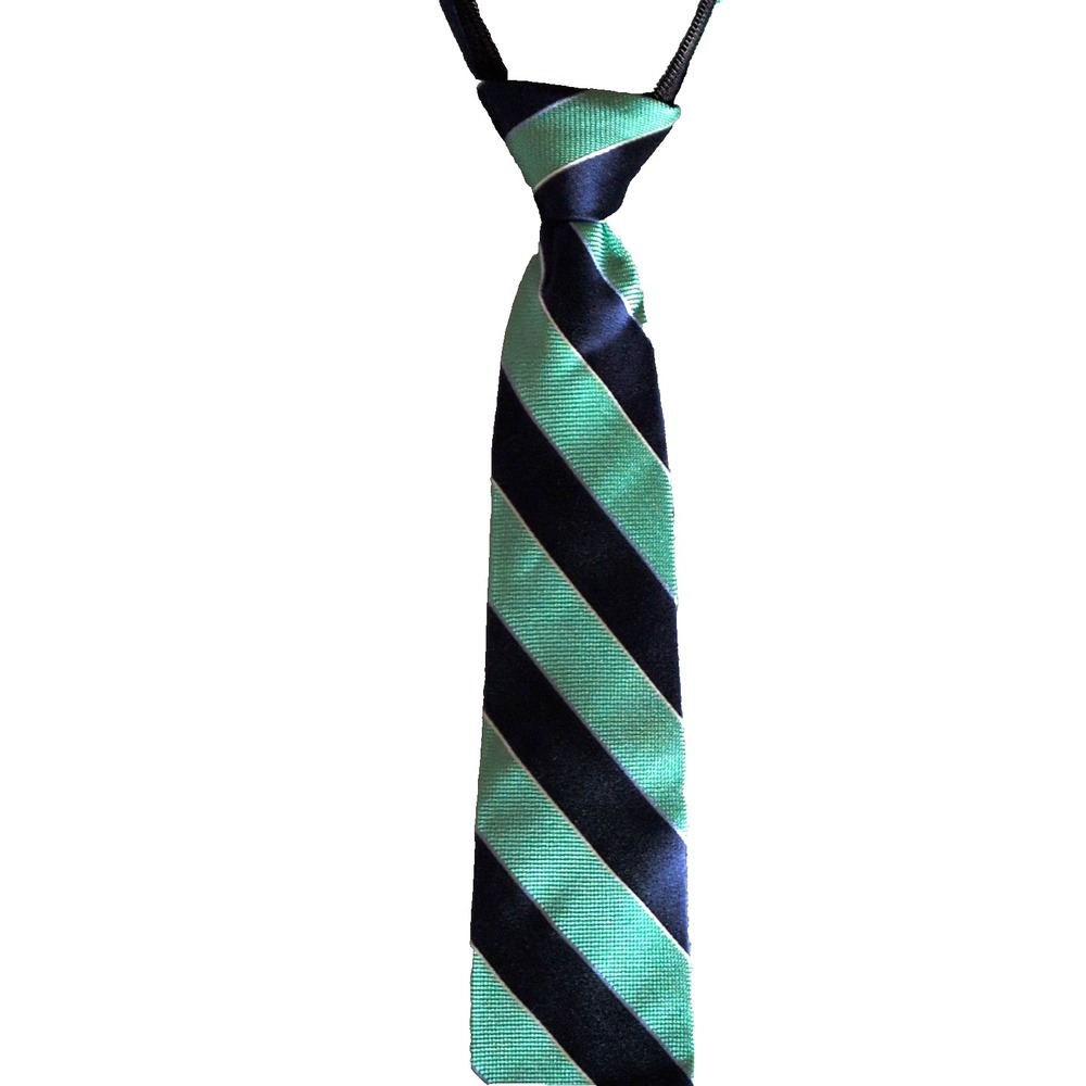Nautica Children's 100% Silk Blue/Green Striped Zipper Neck Tie Nautical Preppy